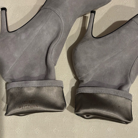 SALE Stuart Weitzman Silver Suede Ankle Boot - Picture 3 of 4